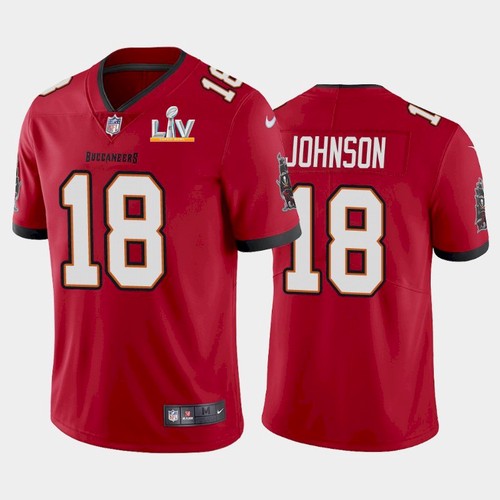 Men's Red Tampa Bay Buccaneers #18 Tyler Johnson 2021 Super Bowl LV Limited Stitched Jersey